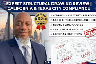 do structural drawing review and california and texas city compliance check