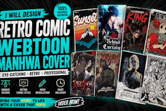 design retro comic cover manga webtoon manhwa anime horror pop art