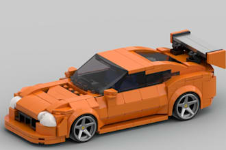 design custom lego design, lego moc, car, toy house, 3d model with instructions
