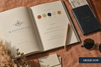 design a travel agency brand style guide identity and editable canva brand kit