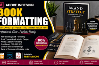 do adobe indesign book formatting, book cover, kdp book layout and typesetting