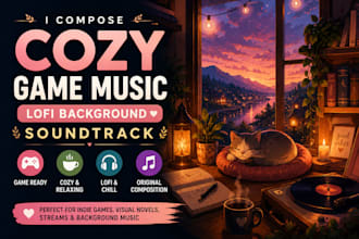 compose cozy game music, relaxing lofi, and casual game soundtracks