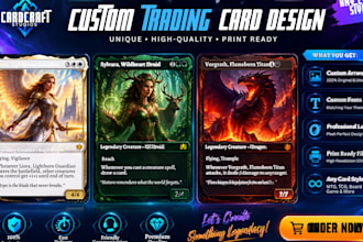 design custom card game, board game, trading card game, tcg artwork