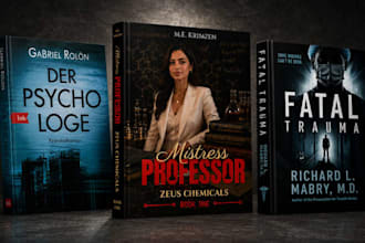 design psychological crime book cover and medical thriller book cover for KDP