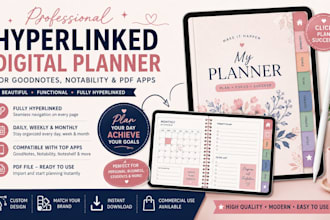 design a hyperlinked digital planner for goodnotes notability and pdf