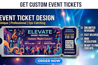 design a professional event ticket, concert ticket, VIP pass and I nvitation