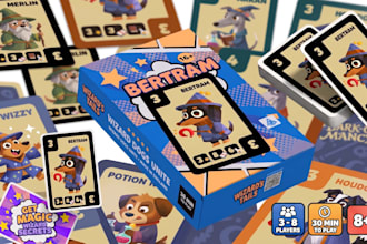 create card game design, board game cards, card frames and card box art