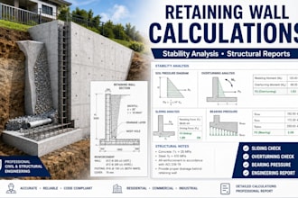 prepare retaining wall calculations, stability analysis, structural reports
