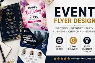 design your wedding, birthday and any event flyer, poster or invitation in 24hrs