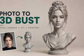 sculpt realistic 3d head bust face likeness from photo for 3d printing