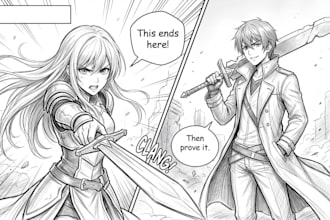 draw character, panel, page, cover, comic book in digital pencil sketch style