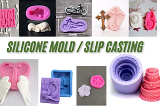 create custom silicone mold plasting injection mold slip casting mold print stl