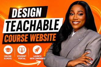design teachable course website, teachable online school, student portal setup