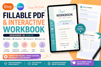 create fillable PDF, interactive workbook, and canva editable forms