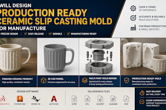 design production ready ceramic slip casting mold for manufacture
