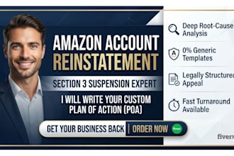 write amazon account reinstatement appeal letter for section 3 suspension poa