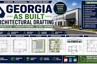 provide georgia as built architectural drafting warehouse plan landscape drawing