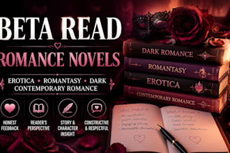 beta read your erotica, romantasy, dark, contemporary romance novel