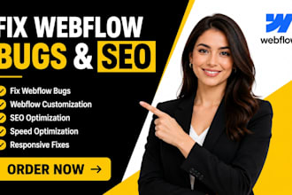 edit and customize webflow website, webflow template, fix webflow bugs, issues