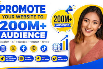 promote shoutout share website link to 200m ig, x, fb, pinterest tiktok audience