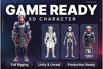 create game ready 3d character with rigging for unity and unreal