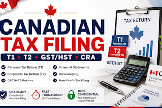 prepare and file canadian t1, t2 tax returns and corporation taxes