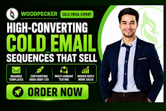 design woodpecker cold email sequence branded template copywriting hook body cta