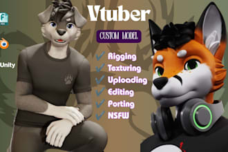 create vrchat avatar, 3d model, vr character, vrc avatar commission furry avatar