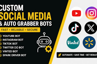 develop automated bots for facebook, x, twitter, instagram, discord in python