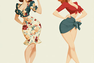 pin up girl and pin up girl digital art