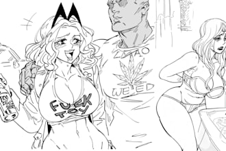 draw nsfw comic art, nsfw manga page, or anime character illustration