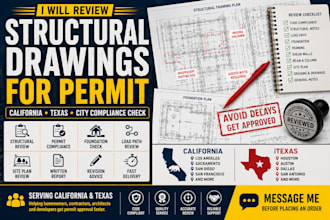 review structural drawings for california and texas permit approval