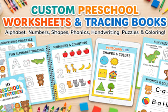 design custom kid activities book tracing sheets illustration, coloring activity