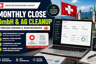 swiss bookkeeping cleanup monthly close for gmbh ag, foreign owner, non resident