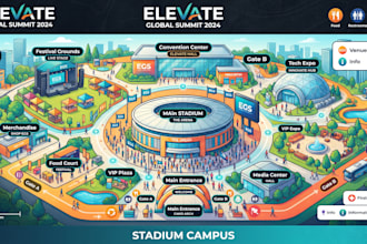 design custom wayfinding maps for stadium campus venue conference event festival