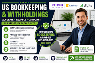 do US bookkeeping, payroll withholdings in patriot, kashoo, digits, form 941
