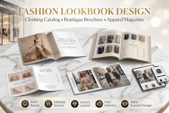 design fashion lookbook, clothing catalog, boutique brochure, apparel magazine
