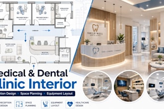 design medical and dental clinic interior with space planning and tools layout