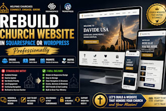 rebuild church website in squarespace or wordpress professionally