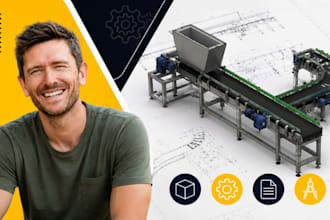 conveyor system cad industrial machine mechanical equipment solidworks drawing