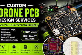 design custom drone pcb, uav pcb, flight controller pcb, gerber and schematic