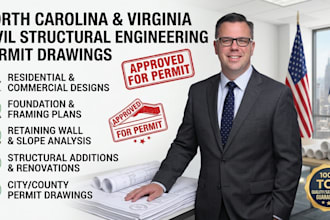 provide north carolina and virginia civil structural engineering permit drawing