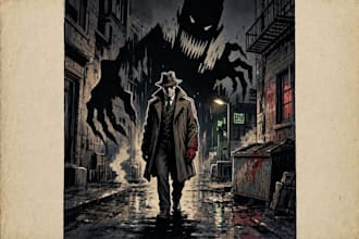 draw noir, horror and dark comic books art for your story