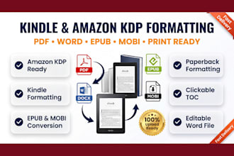 convert PDF to epub, mobi, word, ebook conversion, paperback, layout typesetting