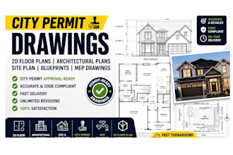 draw city permit drawings, 2d floor plans, autocad blueprints, site plan for adu