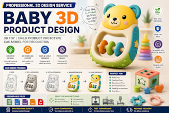 baby 3d product design 3d toy child product prototype cad model for production