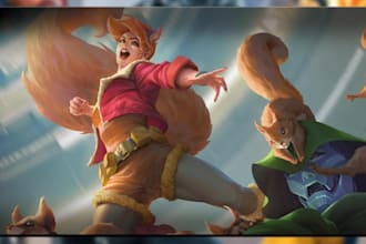 create premium playmat artwork design, character design, tcg illustration