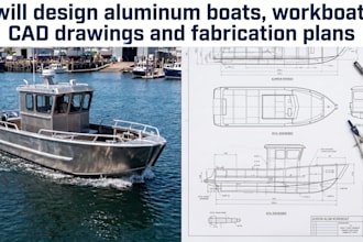 design aluminum boats, workboats, cad drawings and fabrication plans