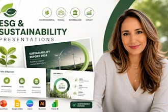 sustainability presentation, esg report, climate strategy powerpoint design