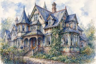 create a thorough watercolor depiction of your home